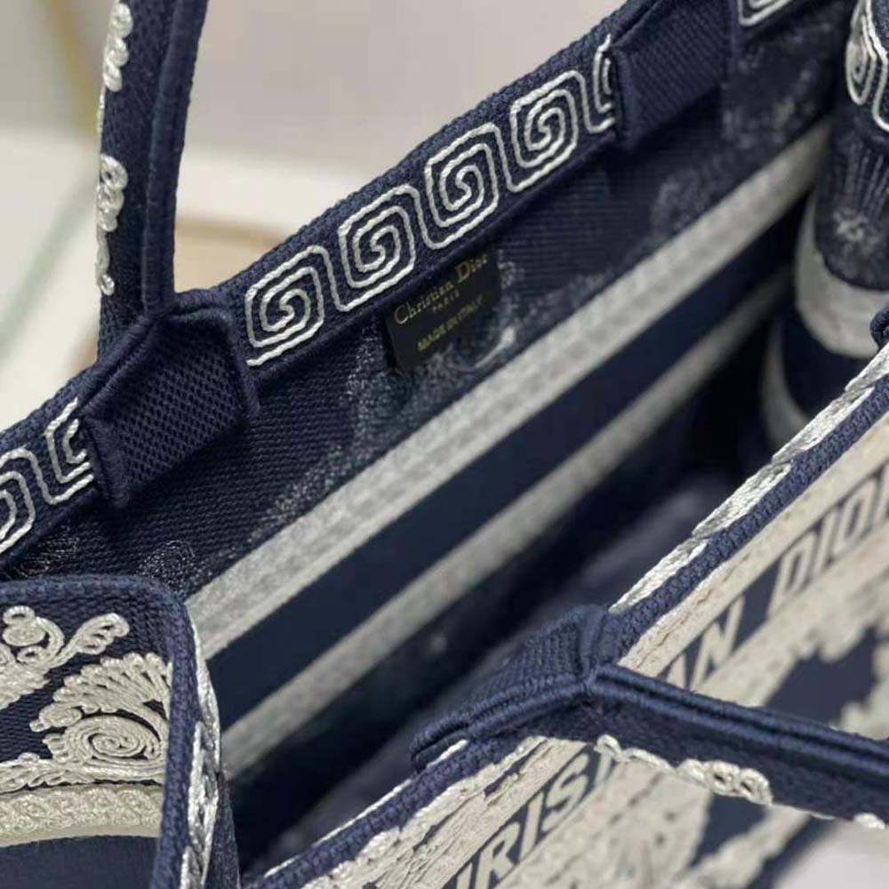 Dior Women Medium Dior Book Tote Blue Cornely-Effect Embroidered Calfskin - image 9