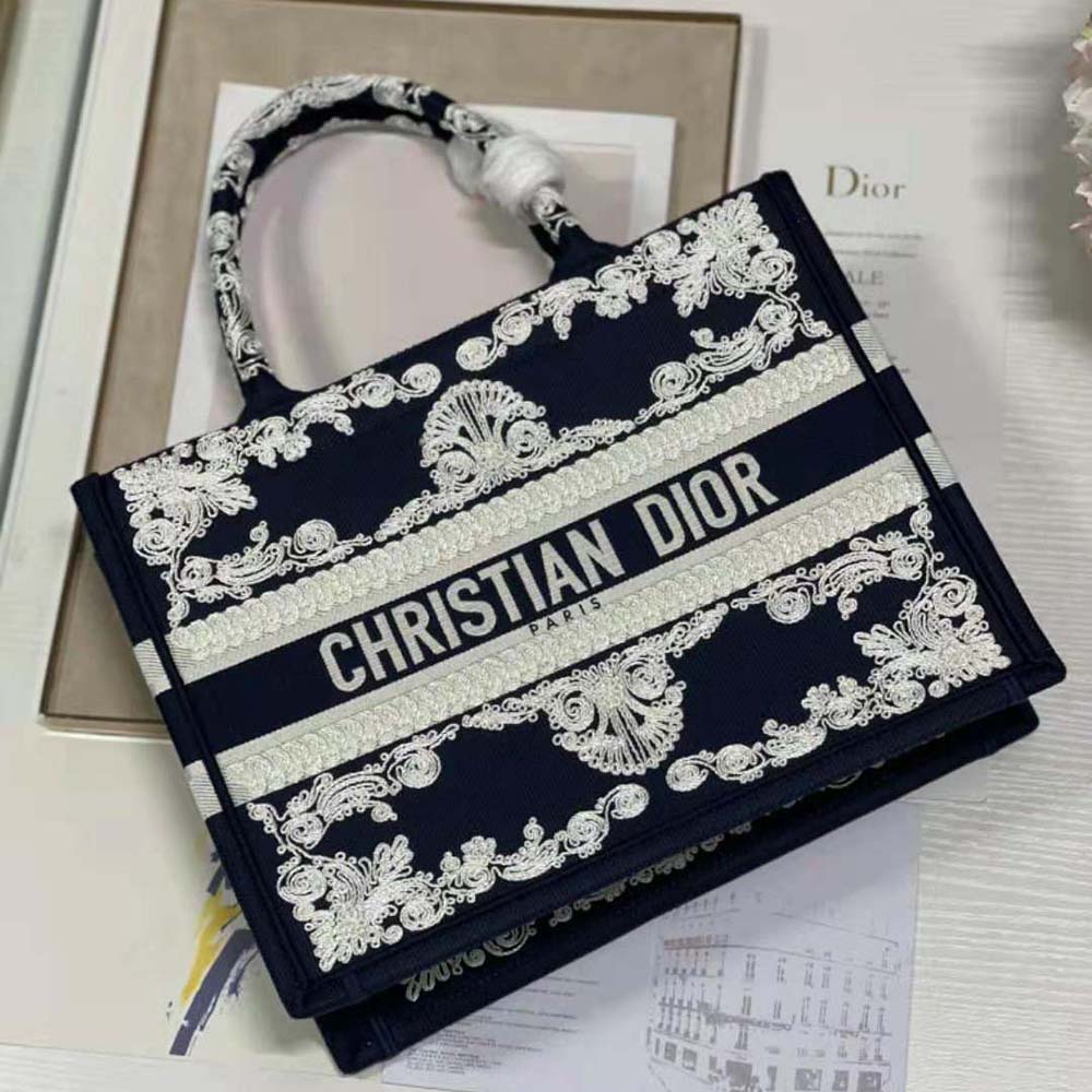 Dior Women Medium Dior Book Tote Blue Cornely-Effect Embroidered Calfskin - image 6