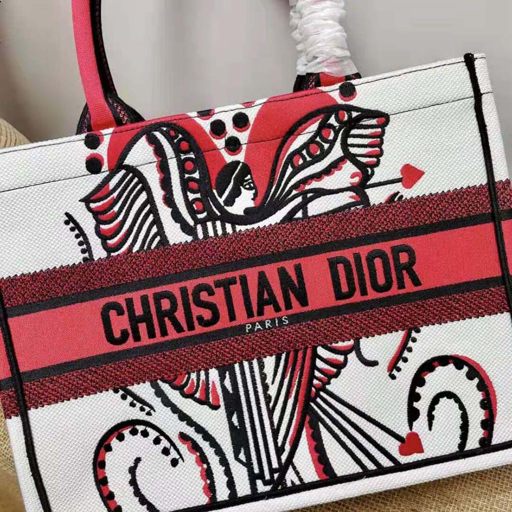 Dior Women Medium Dior Book Tote Latte Multicolor Cupidon Embroidery - image 9