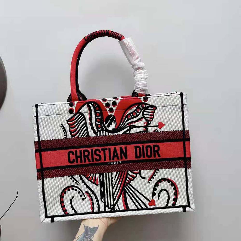 Dior Women Medium Dior Book Tote Latte Multicolor Cupidon Embroidery - image 10