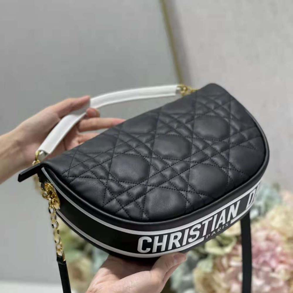 Dior Women Medium Dior Vibe Hobo Bag Black Cannage Lambskin - image 4