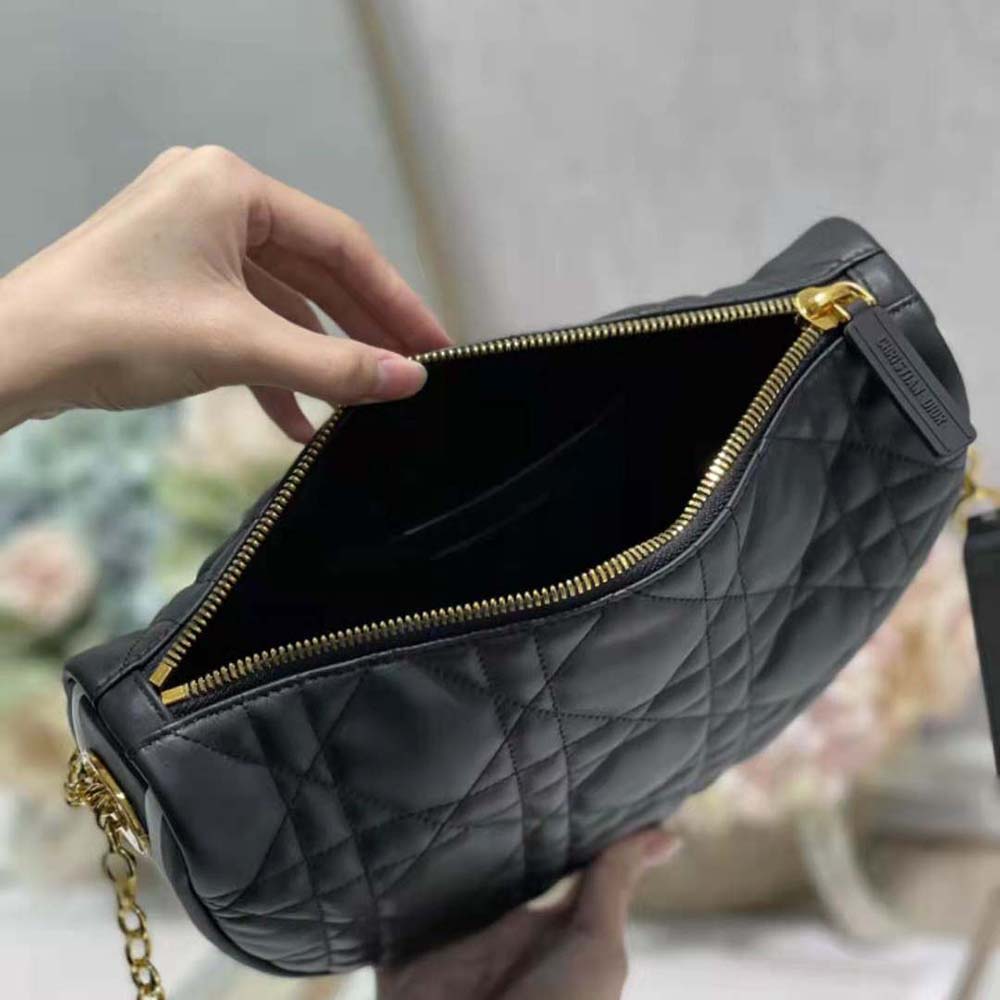 Dior Women Medium Dior Vibe Hobo Bag Black Cannage Lambskin - image 9