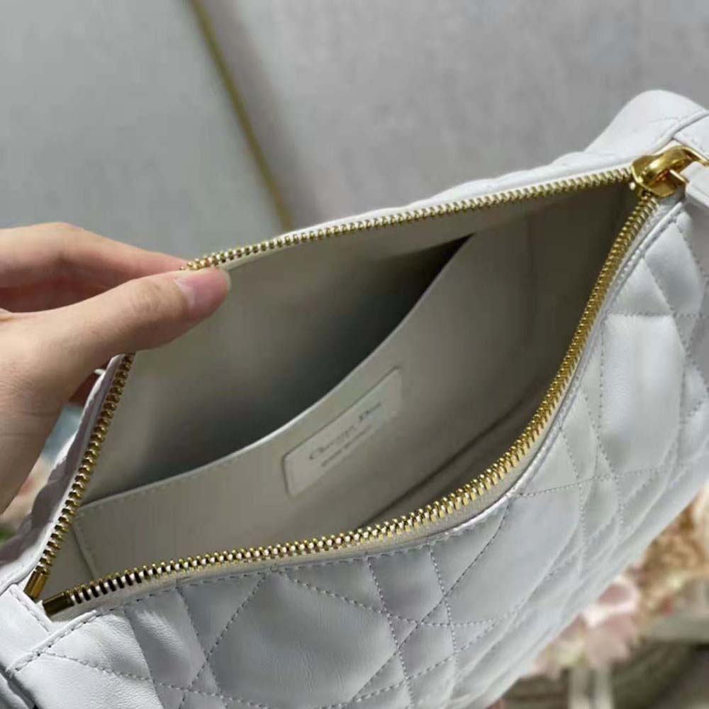 Dior Women Medium Dior Vibe Hobo Bag White Cannage Lambskin - image 10