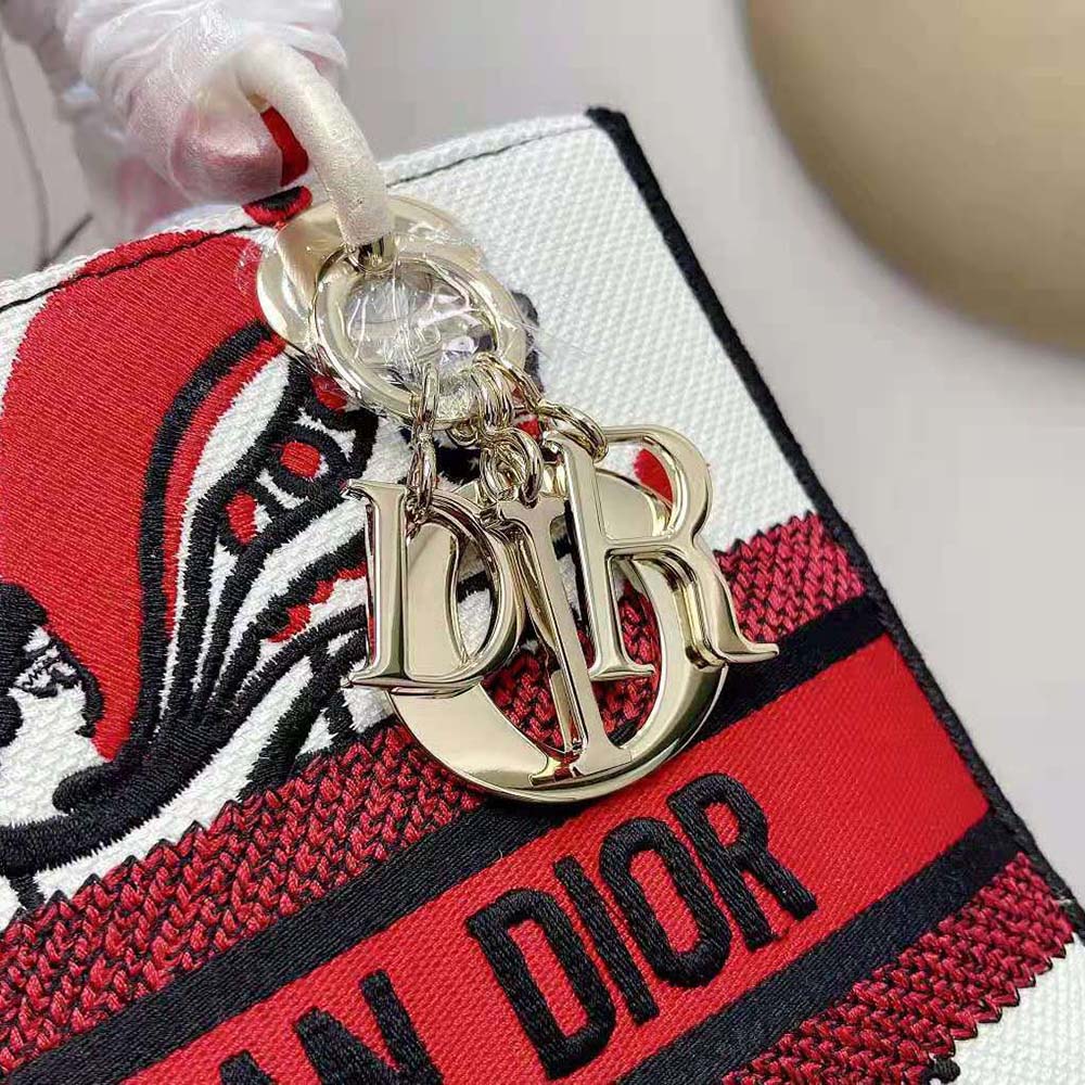 Dior Women Medium Lady D-lite Bag Latte Multicolor Cupidon Embroidery - image 8