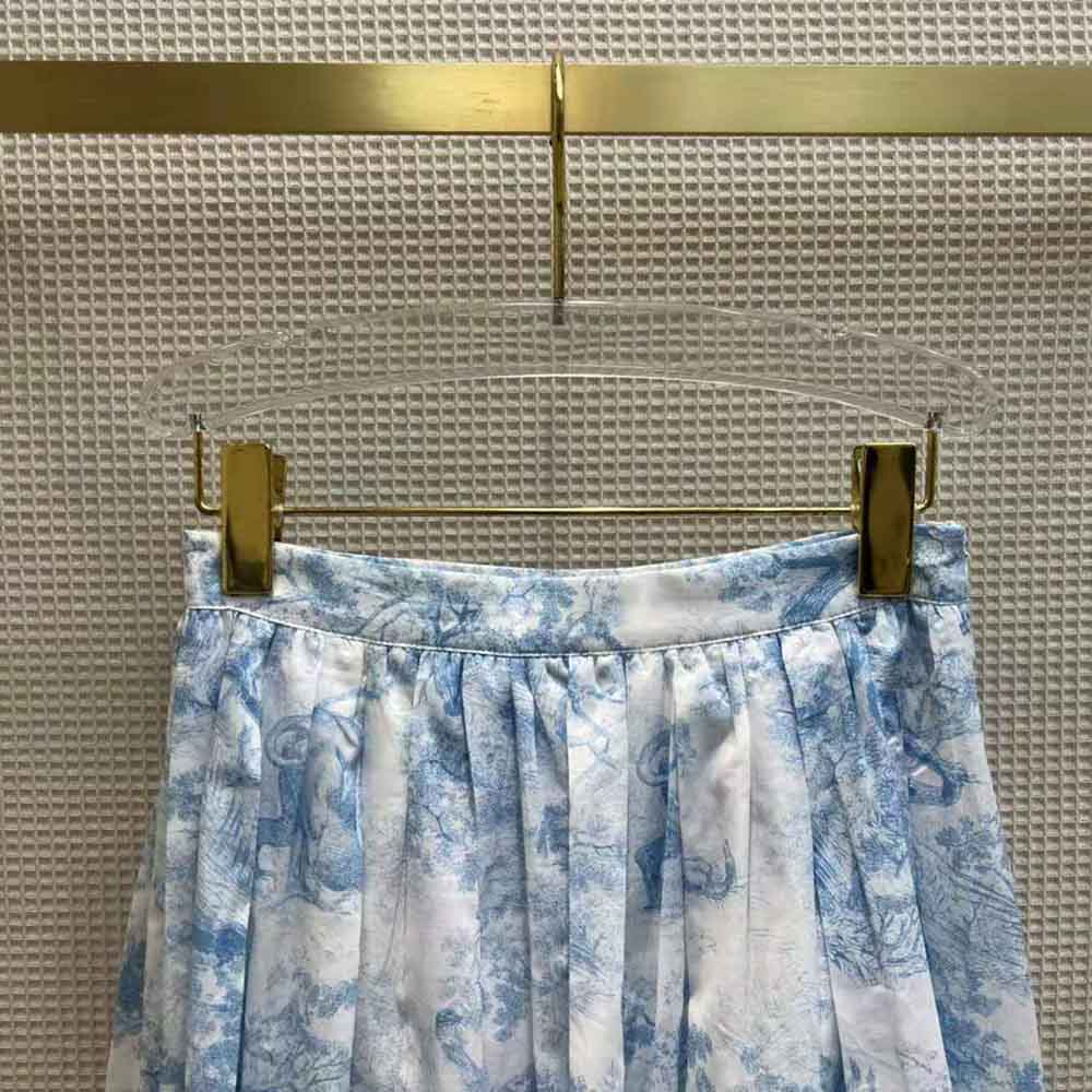 Dior Women Mid-Length Skirt Cornflower Blue Toile de Jouy Cotton Muslin - image 4