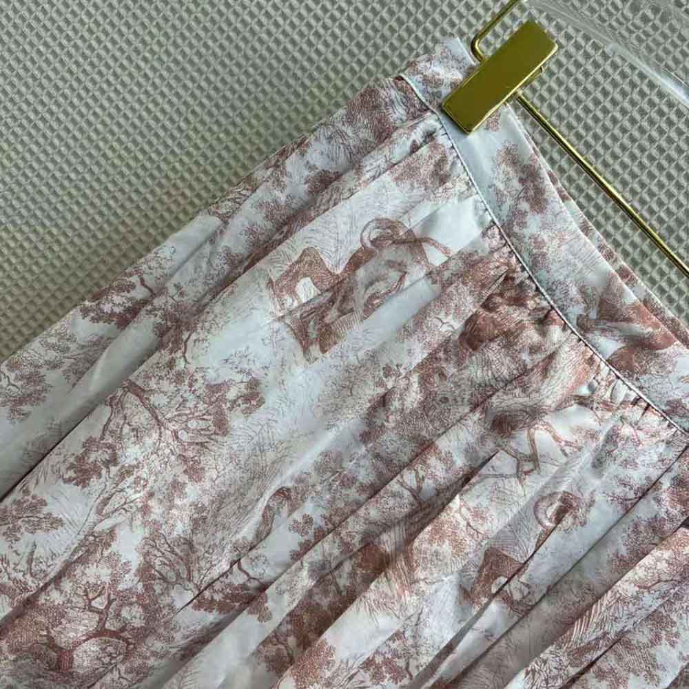 Dior Women Mid-Length Skirt Rose Des Vents Cotton Muslin with Toile DE Jouy Motif - image 4