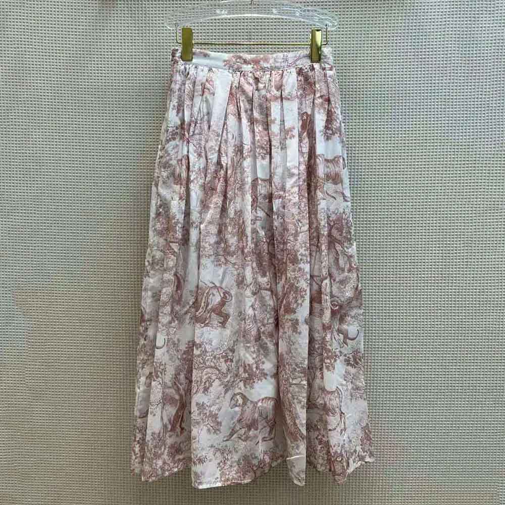 Close-up of Toile DE Jouy motif on Dior Women Mid-Length Skirt