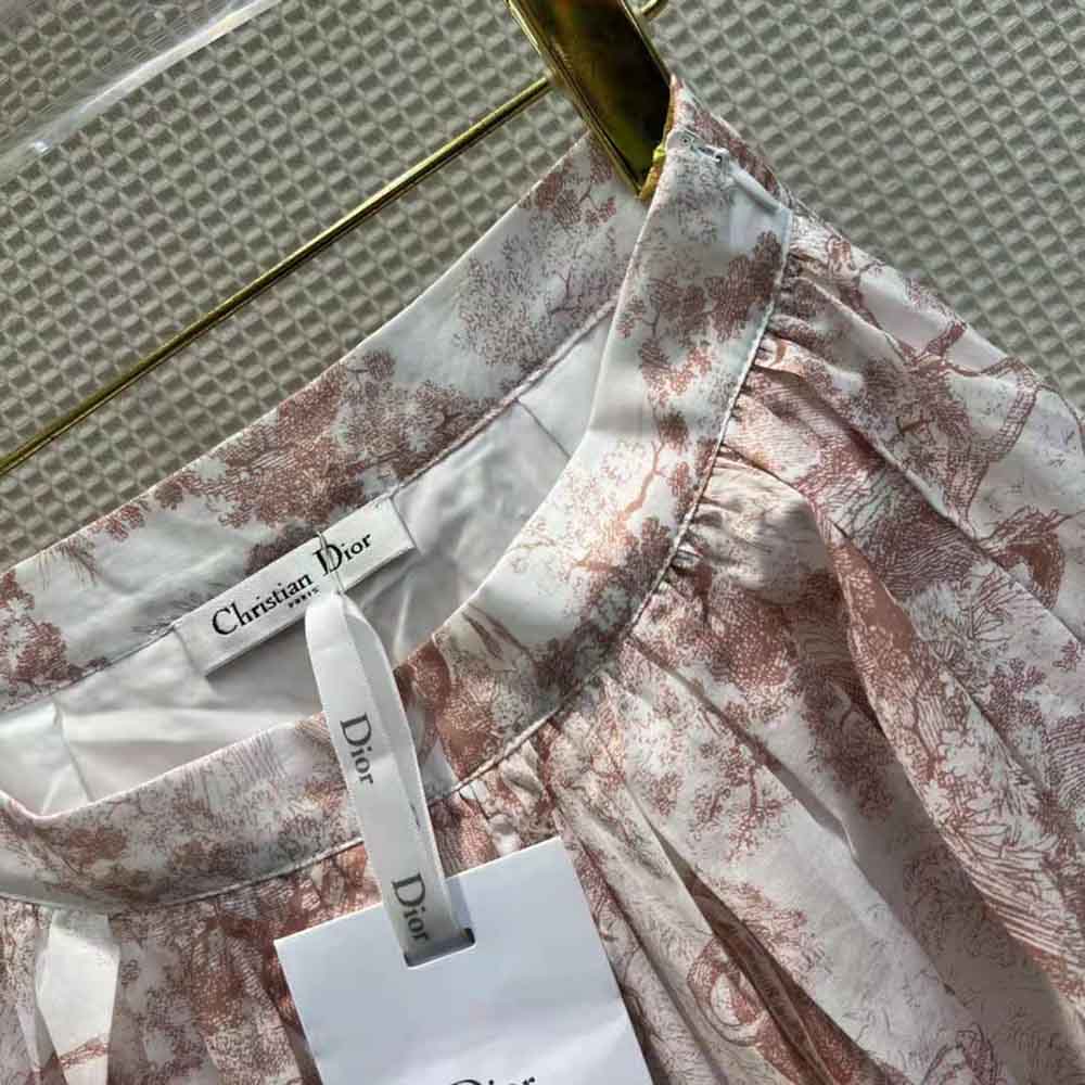Dior Women Mid-Length Skirt Rose Des Vents Cotton Muslin with Toile DE Jouy Motif - image 5