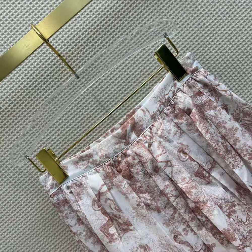 Side angle showing silhouette of Dior Women Mid-Length Skirt Rose Des Vents