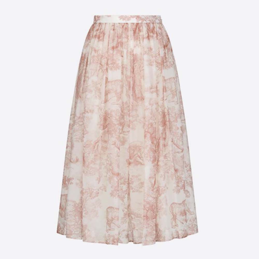 Front view of Dior Women Mid-Length Skirt Rose Des Vents Cotton Muslin