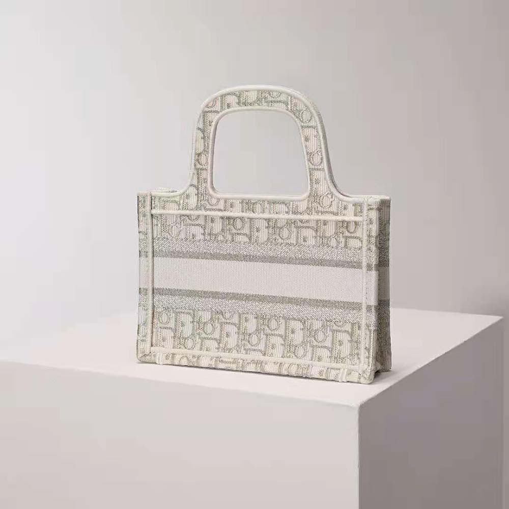 Dior Women Mini Dior Book Tote Gold-Tone Dior Oblique Embroidery - image 4