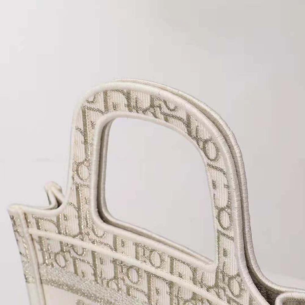 Dior Women Mini Dior Book Tote Gold-Tone Dior Oblique Embroidery - image 6