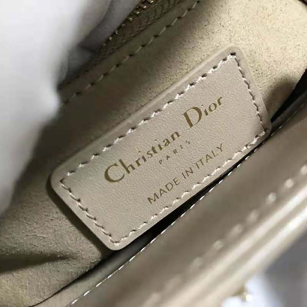 Dior Women Mini Lady Dior Bag Metallic Cannage Calfskin with Platinum Beaded Embroidery - image 10