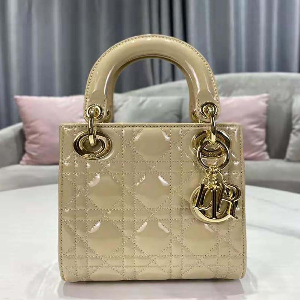 Dior Women Mini Lady Dior Bag Pale Yellow Patent Cannage Calfskin - image 4