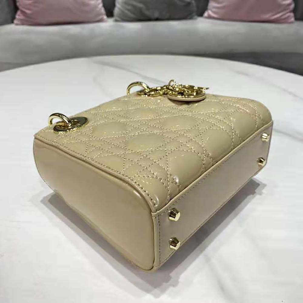 Dior Women Mini Lady Dior Bag Pale Yellow Patent Cannage Calfskin - image 5