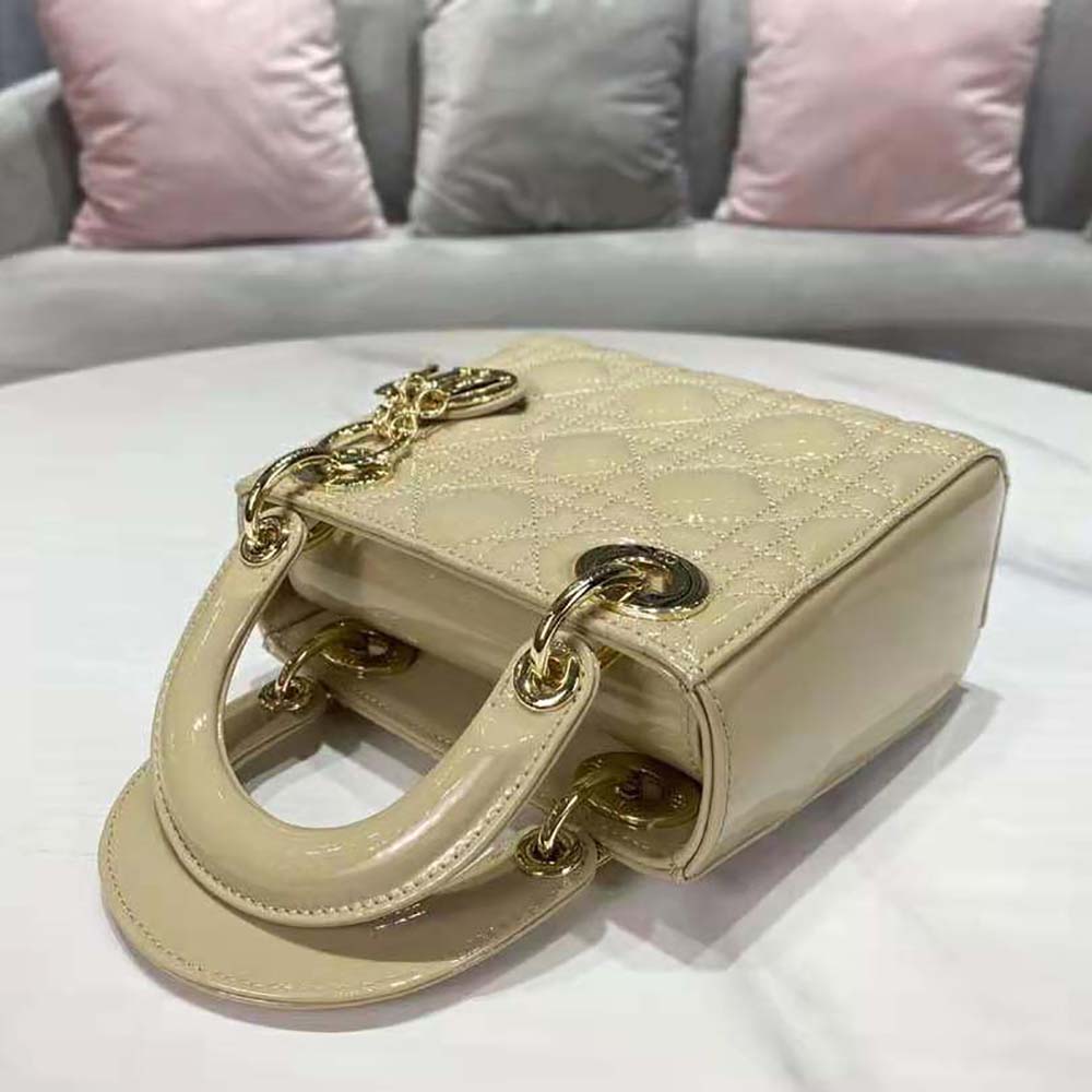 Dior Women Mini Lady Dior Bag Pale Yellow Patent Cannage Calfskin - image 6