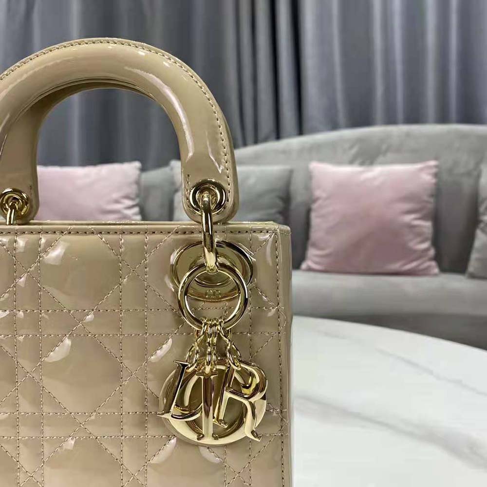 Dior Women Mini Lady Dior Bag Pale Yellow Patent Cannage Calfskin - image 7