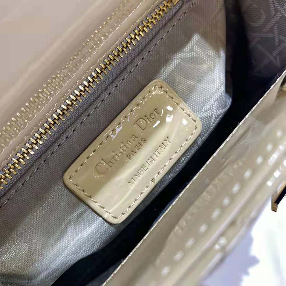 Dior Women Mini Lady Dior Bag Pale Yellow Patent Cannage Calfskin - image 9