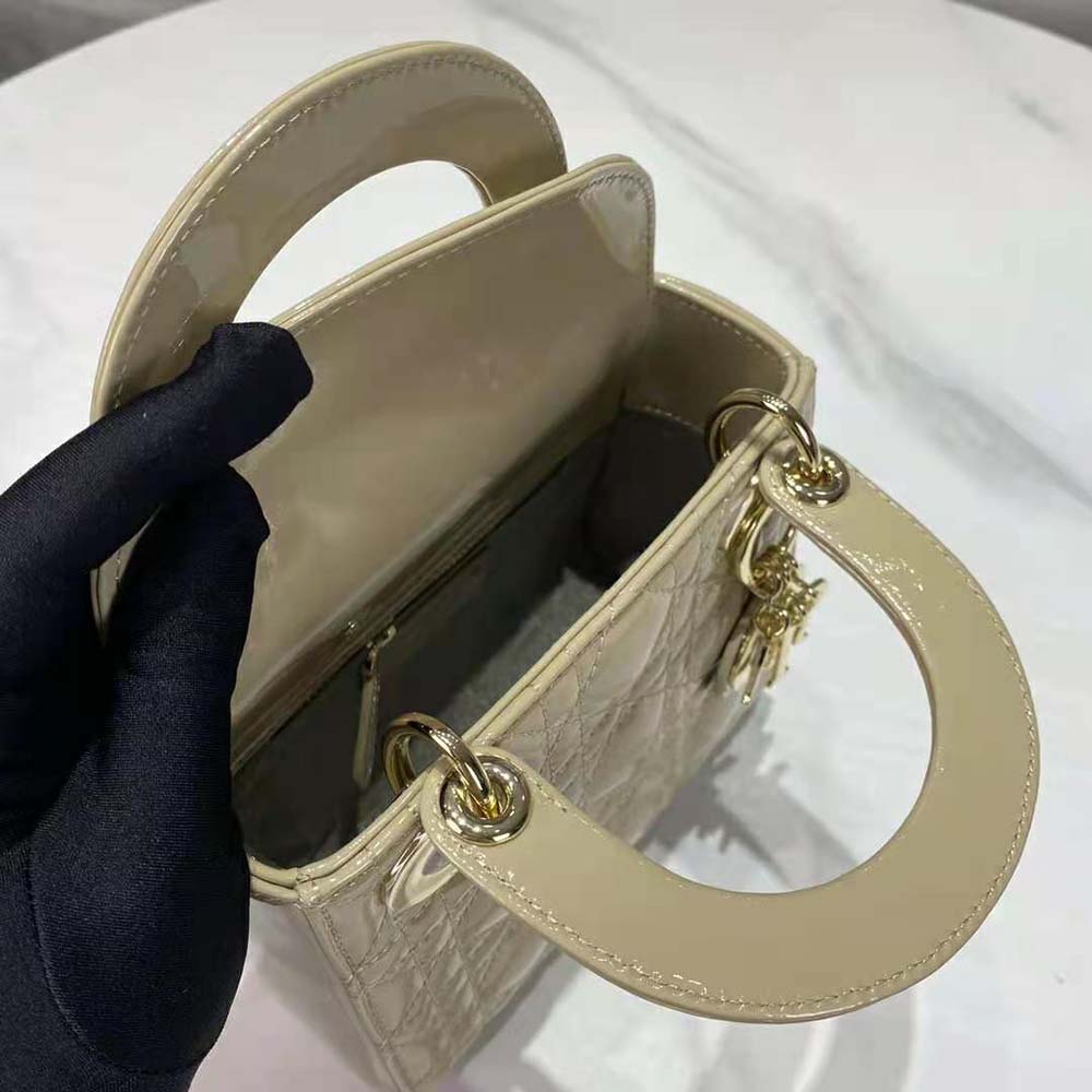 Dior Women Mini Lady Dior Bag Pale Yellow Patent Cannage Calfskin - image 8