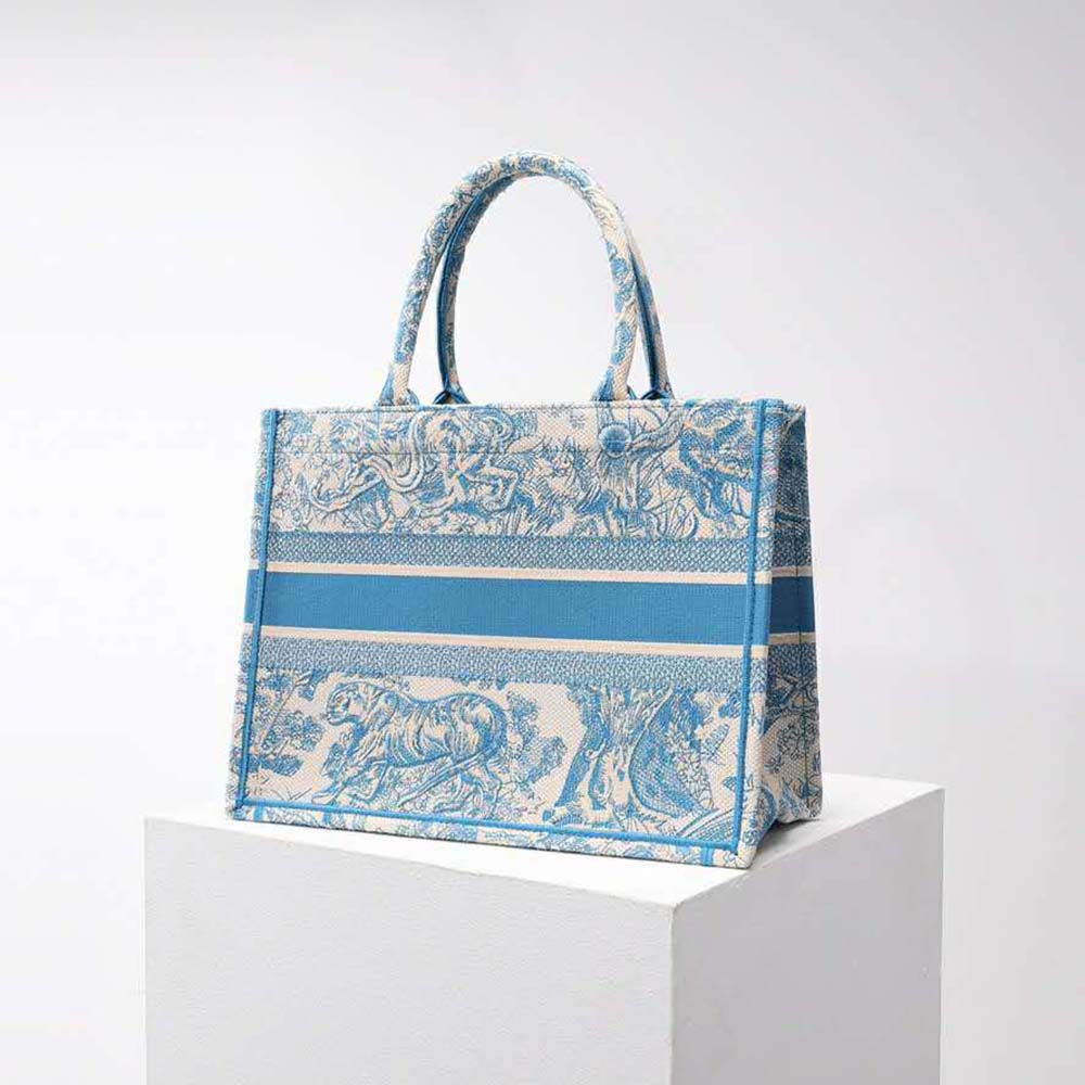 Dior Women Small Dior Book Tote Cornflower Blue Toile de Jouy Embroidery - image 4