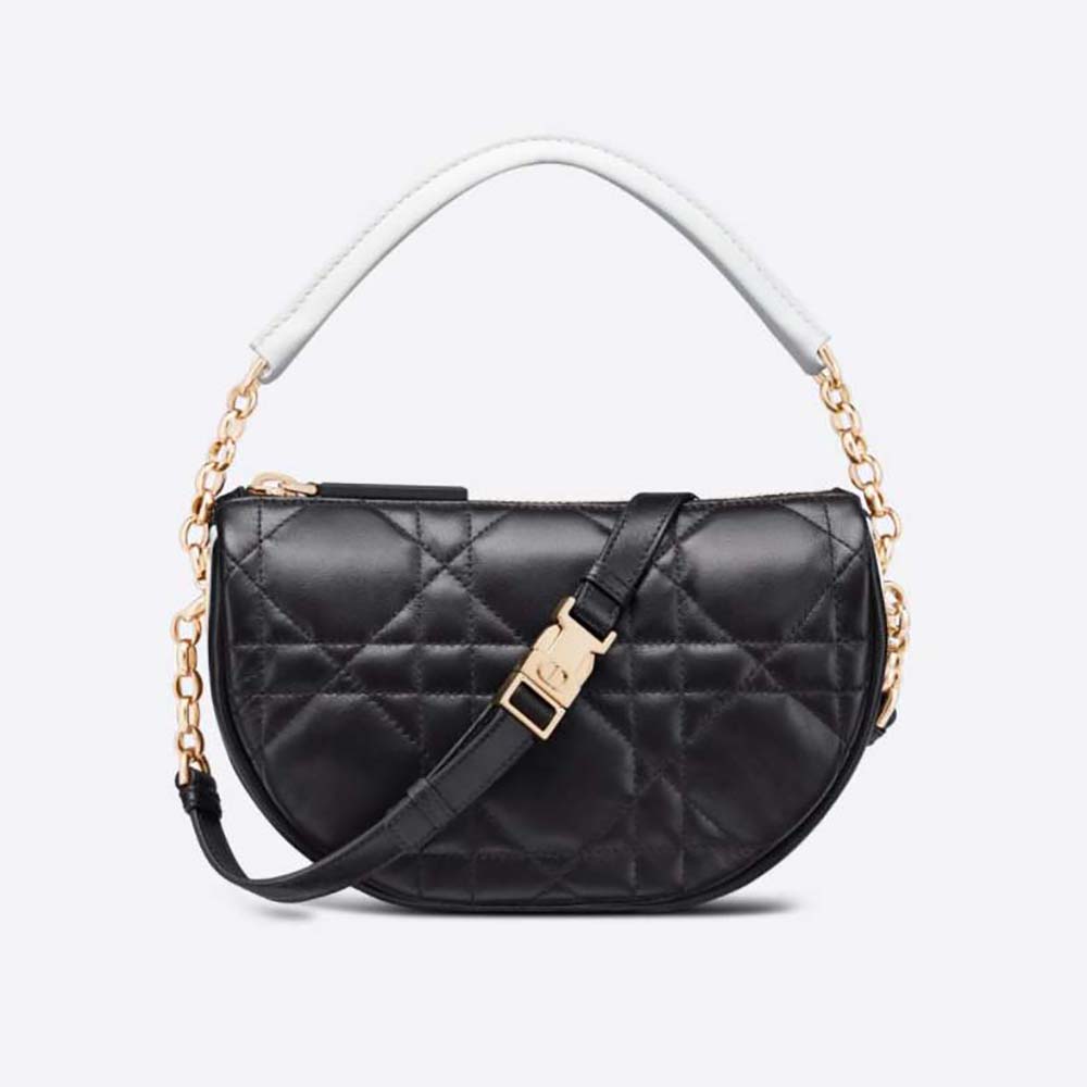 Front view of Dior Women Small Dior Vibe Hobo Bag Black Cannage Lambskin