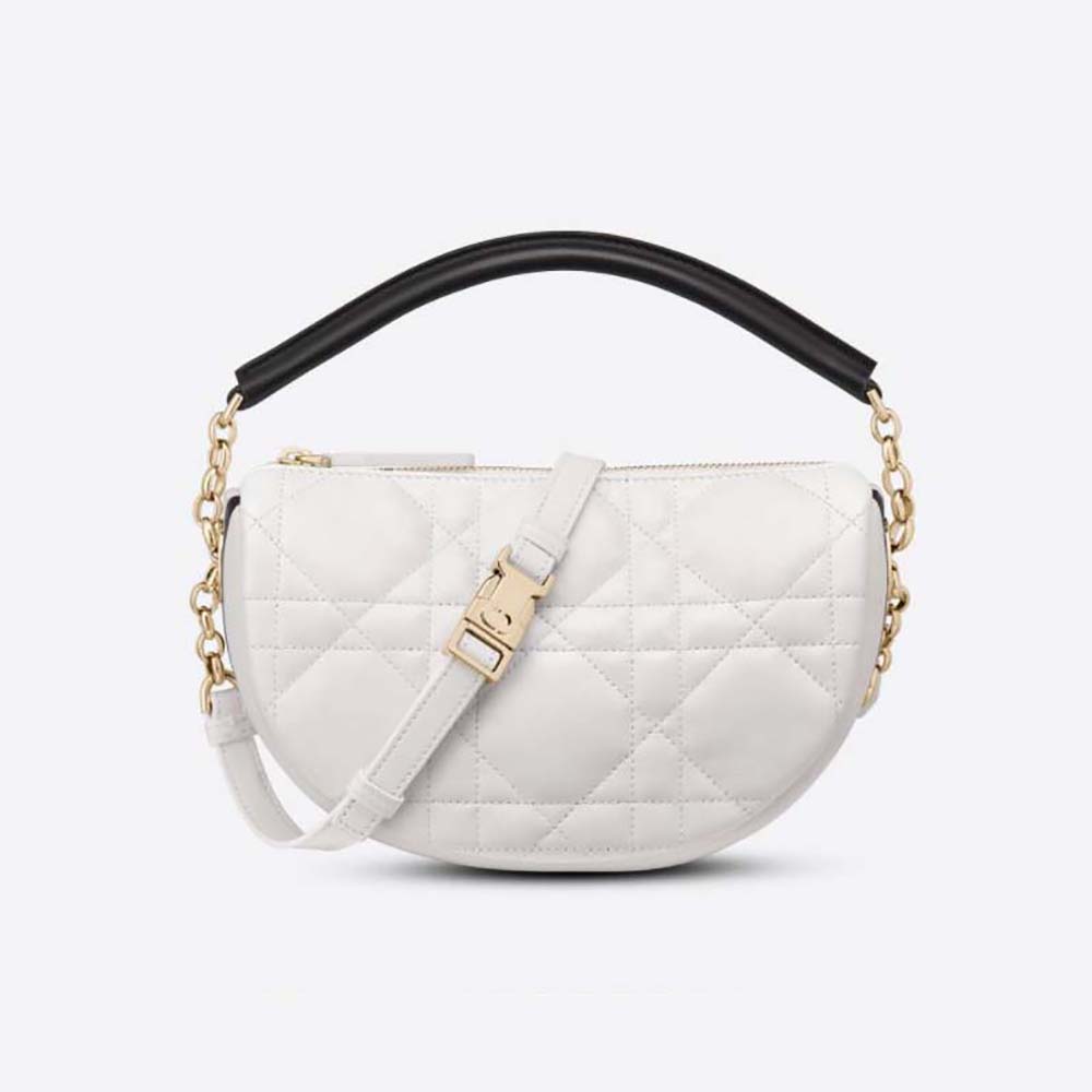 Front view of Dior Women Small Dior Vibe Hobo Bag White Cannage Lambskin