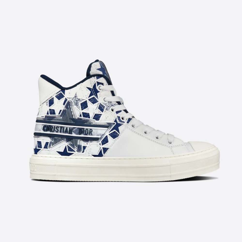 Side profile of Dior Women Walk N Dior Star Sneaker Blue and White