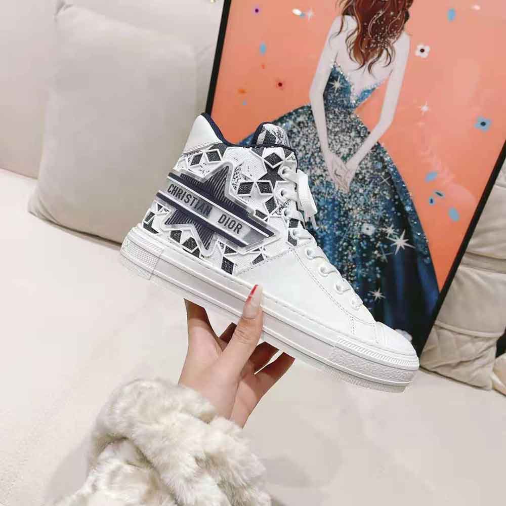 Dior Women Walk N Dior Star Sneaker Blue and White Calfskin and Technical Fabric - image 10