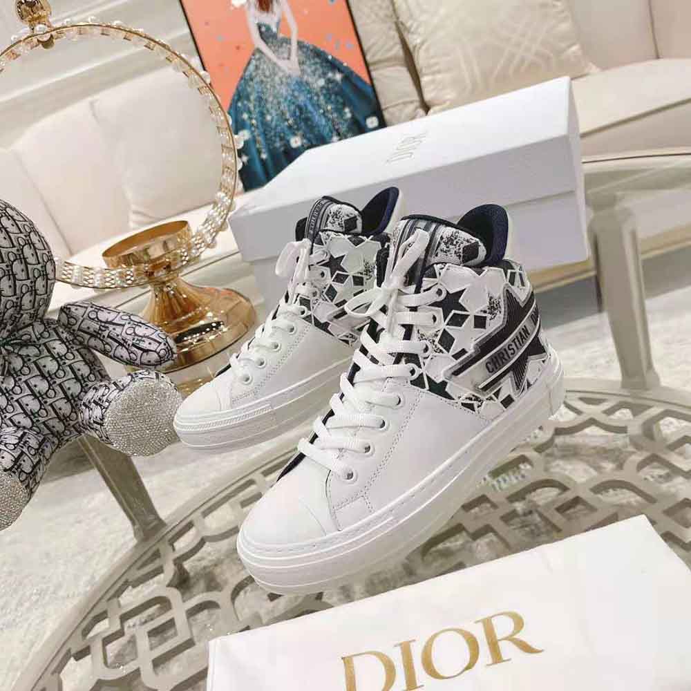 Dior Women Walk N Dior Star Sneaker Blue and White Calfskin and Technical Fabric - image 5