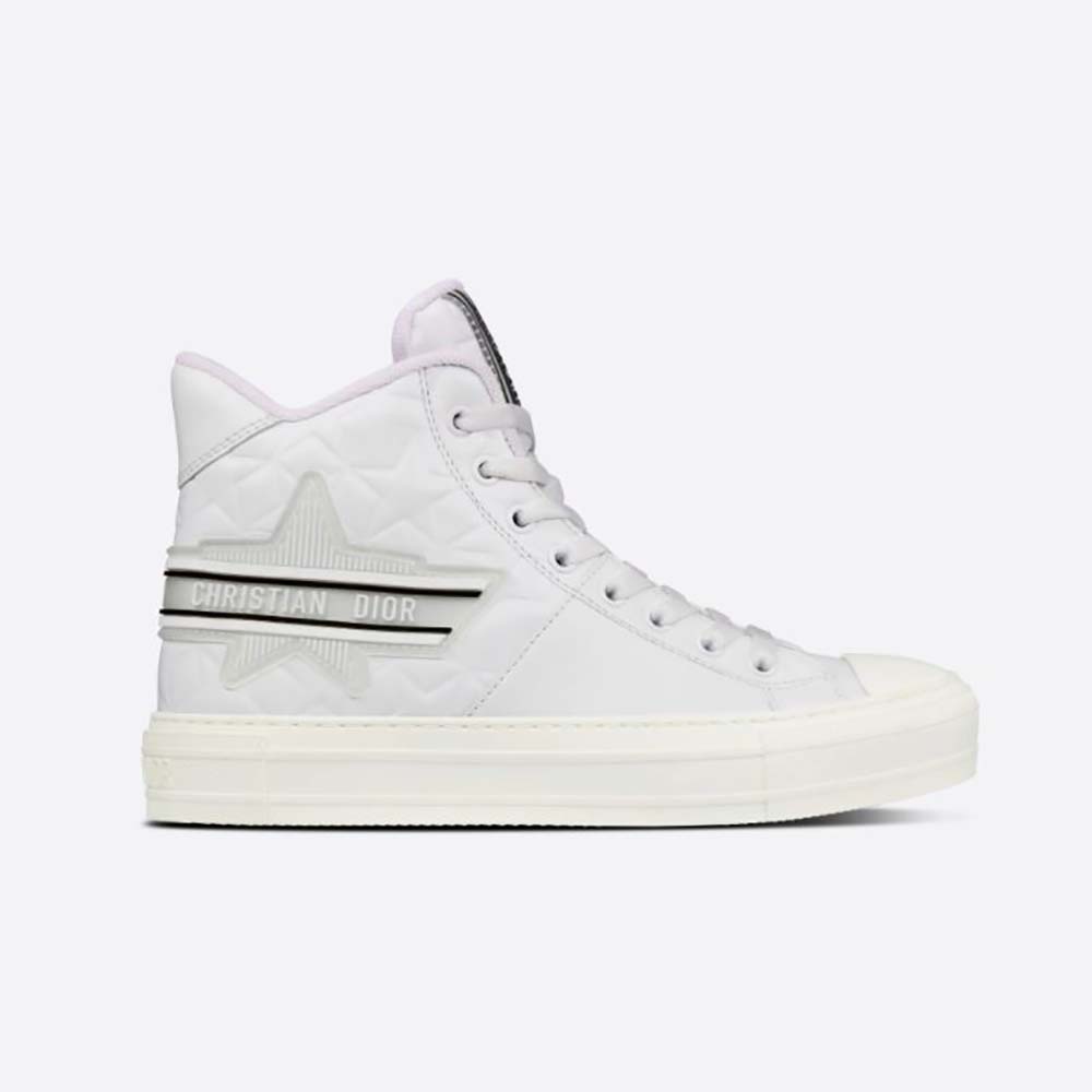 Side view of Dior Women Walk N Dior Star Sneaker White Dior Etoile embossed leather