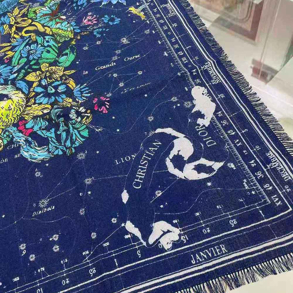 Dior Women Zodiac Square Scarf Navy Blue Silk Twill - image 4