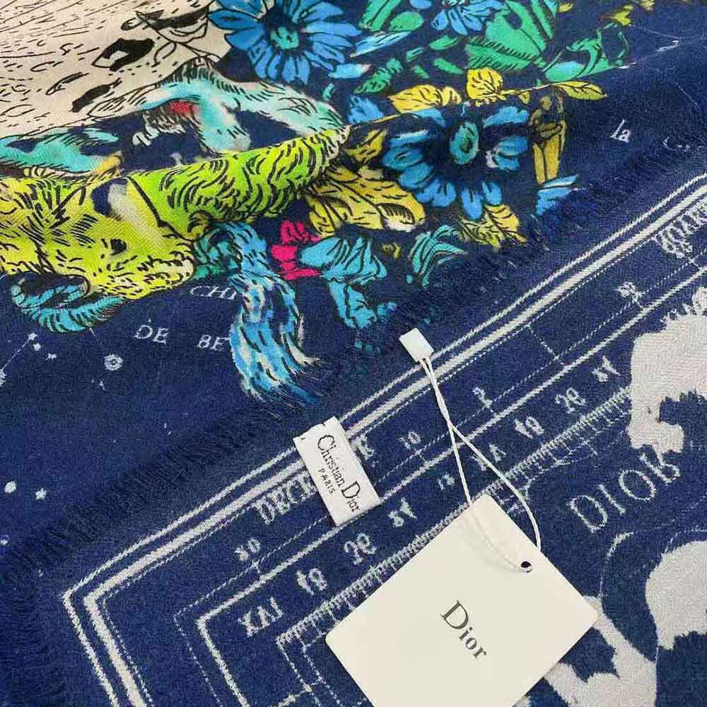 Dior Women Zodiac Square Scarf Navy Blue Silk Twill - image 5