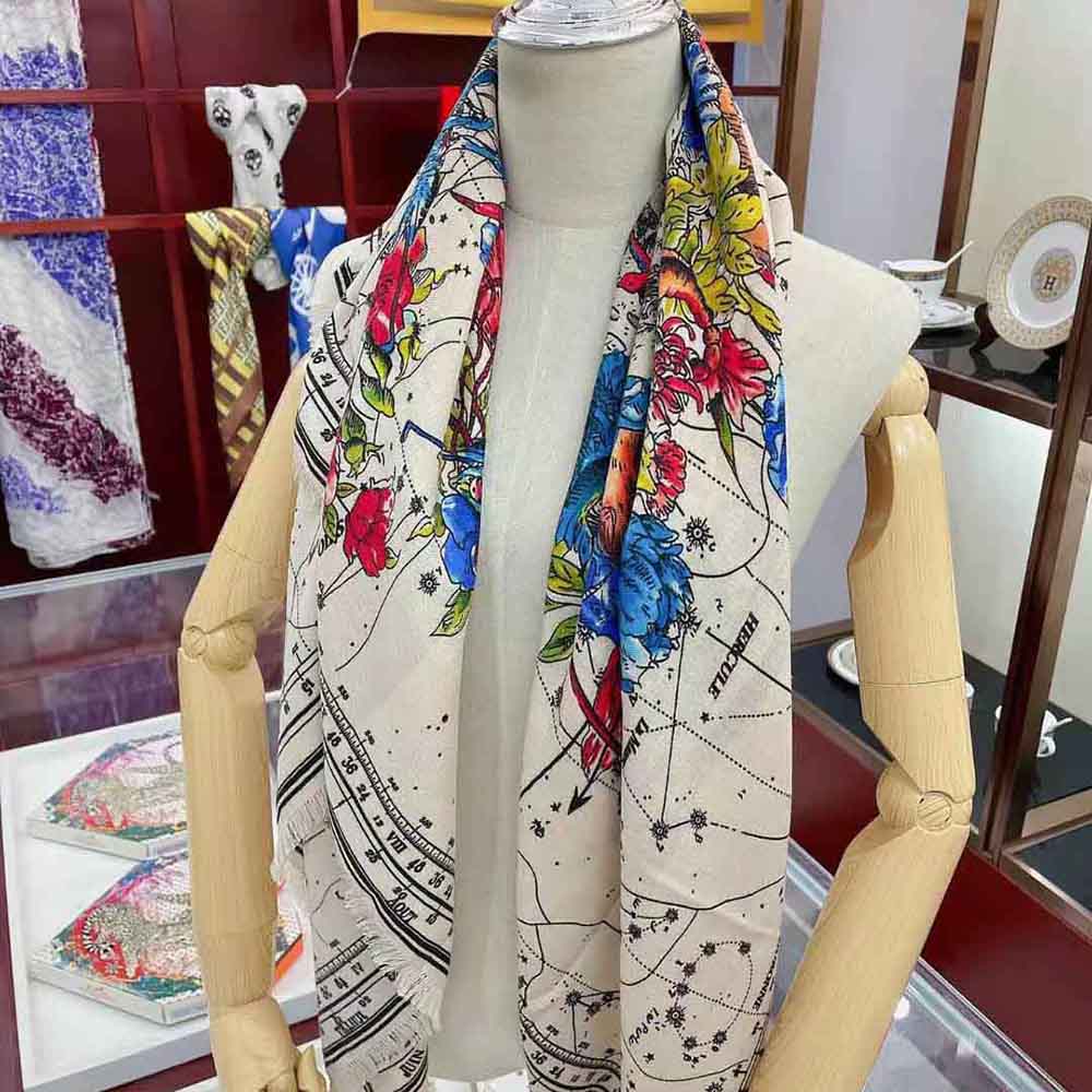 Dior Women Zodiac Square Scarf Navy White Silk Twill - image 8