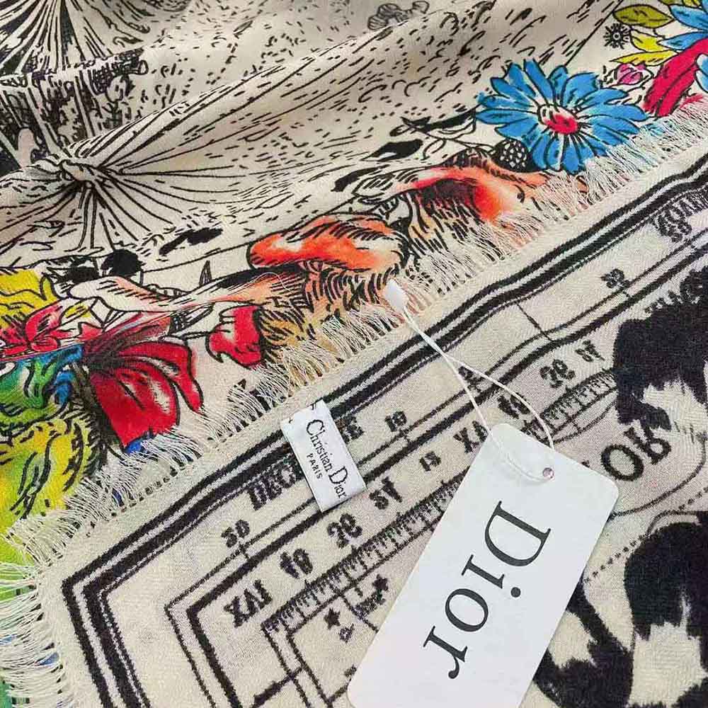 Dior Women Zodiac Square Scarf Navy White Silk Twill - image 5