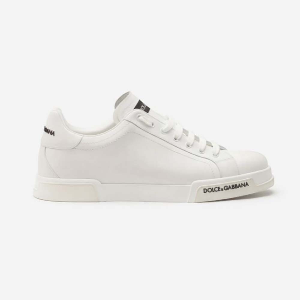Dolce Gabbana D&G Unisex Calfskin Nappa Portofino Sneakers-White