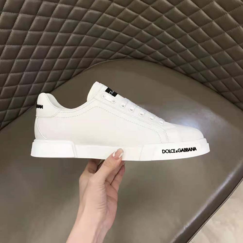 Dolce Gabbana D&G Unisex Calfskin Nappa Portofino Sneakers-White - image 7