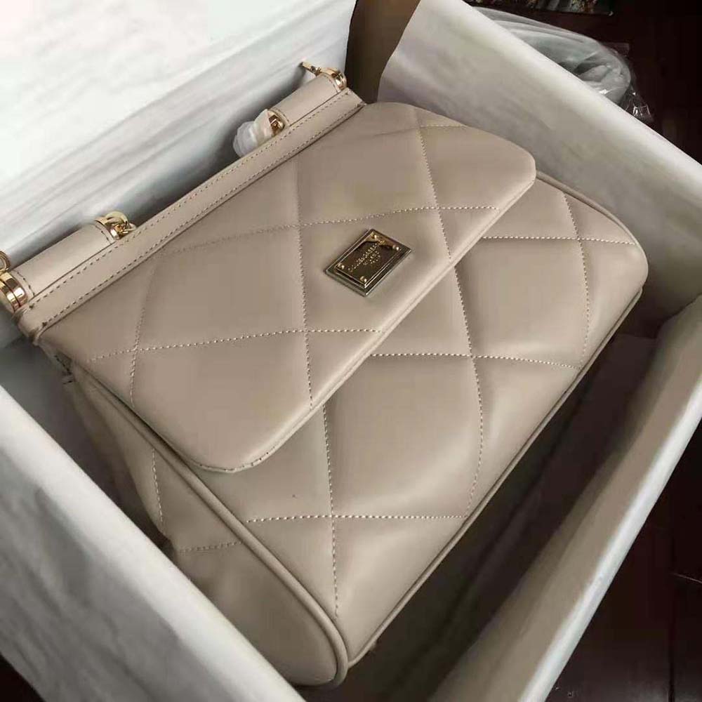 Dolce Gabbana D&G Women Medium Sicily Bag in Quilted Calfskin-Sandy - image 5