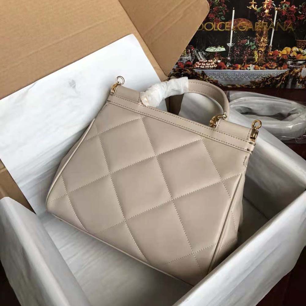 Dolce Gabbana D&G Women Medium Sicily Bag in Quilted Calfskin-Sandy - image 4