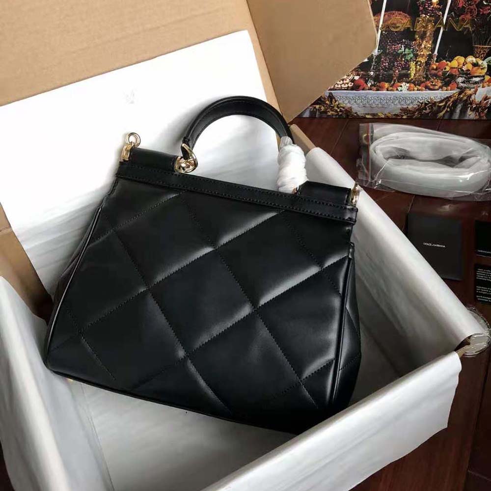 Dolce Gabbana D&G Women Medium Sicily Bag in Quilted Calfskin-Black - image 5