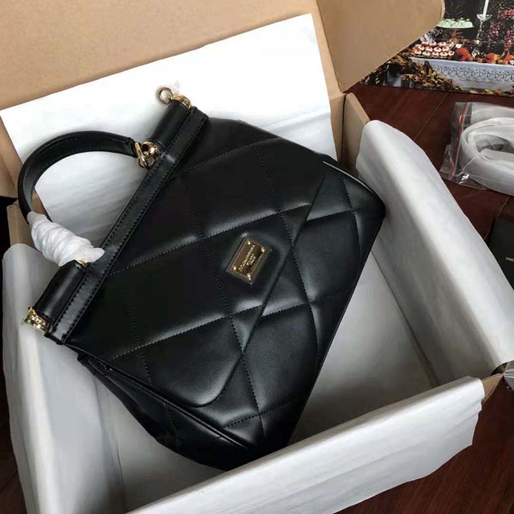 Dolce Gabbana D&G Women Medium Sicily Bag in Quilted Calfskin-Black - image 4