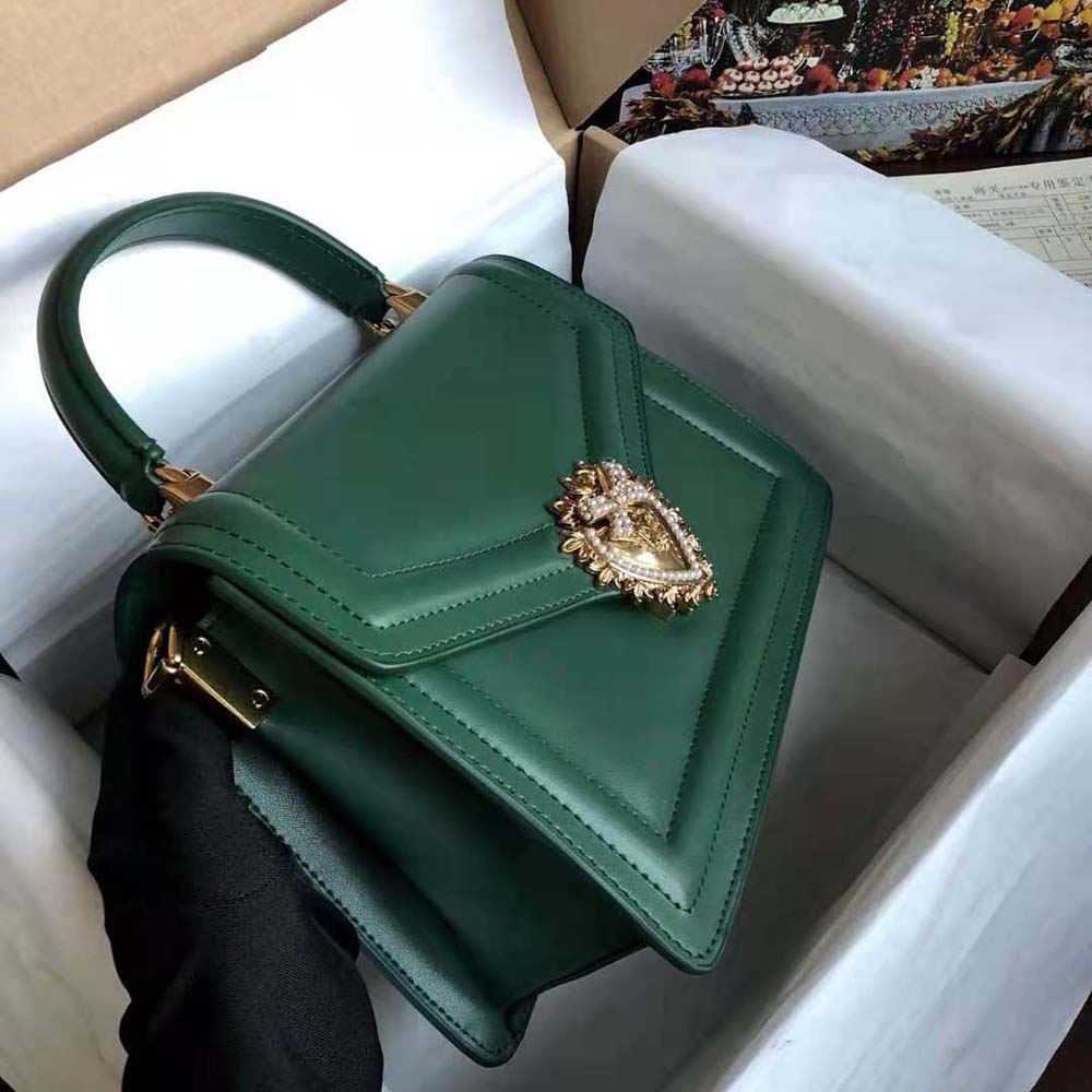 Dolce Gabbana D&G Women Small Smooth Calfskin Devotion Bag-Green - image 6