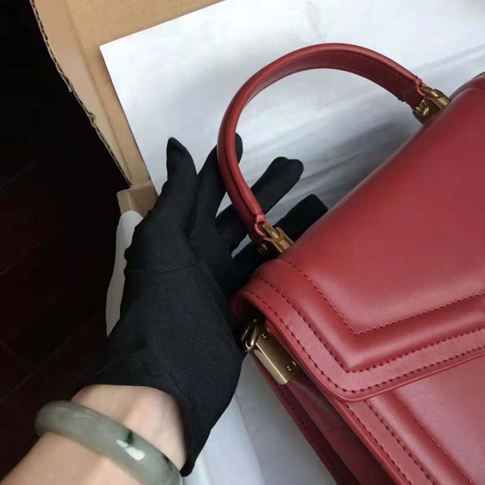 Dolce Gabbana D&G Women Small Smooth Calfskin Devotion Bag-Maroon - image 8