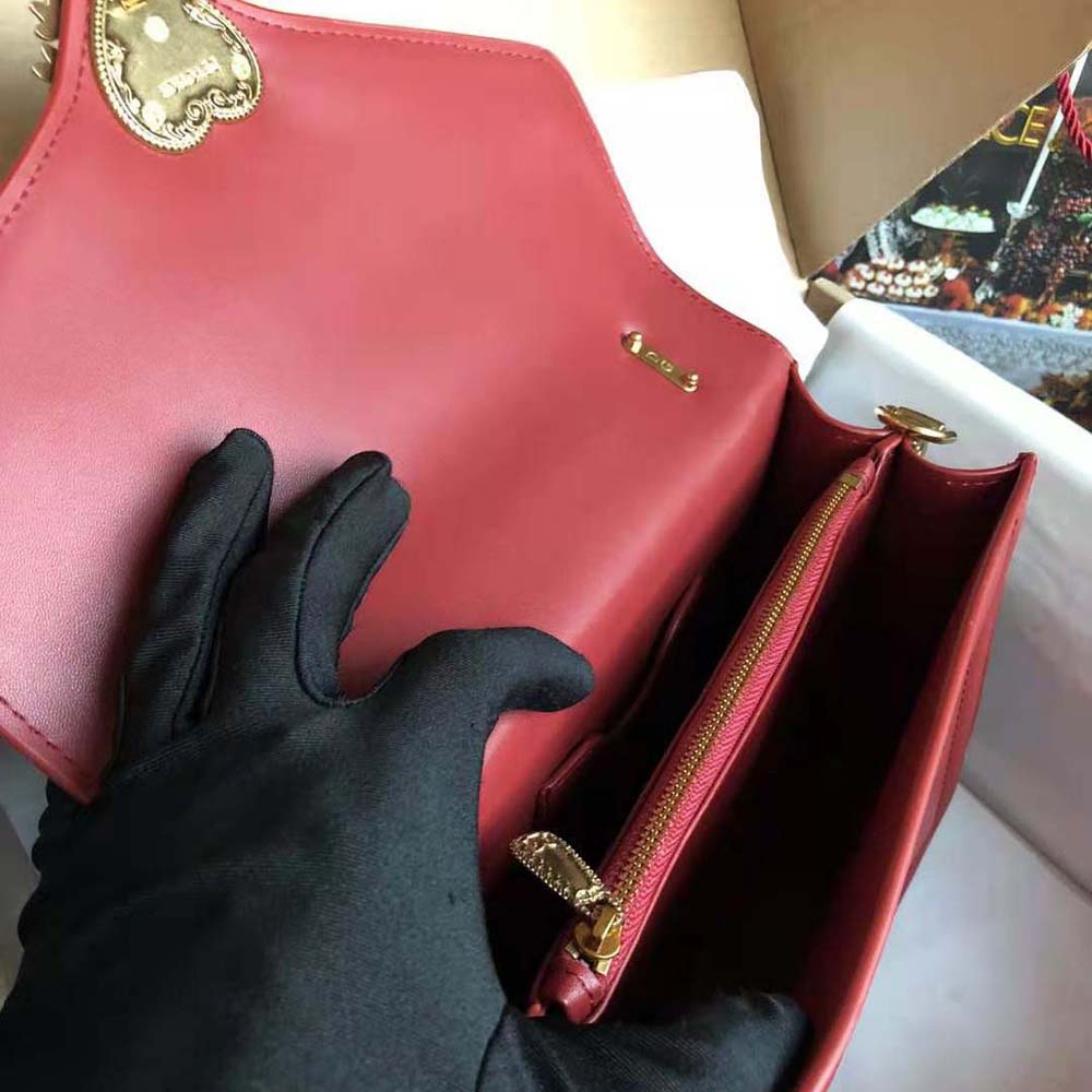 Dolce Gabbana D&G Women Small Smooth Calfskin Devotion Bag-Maroon - image 9