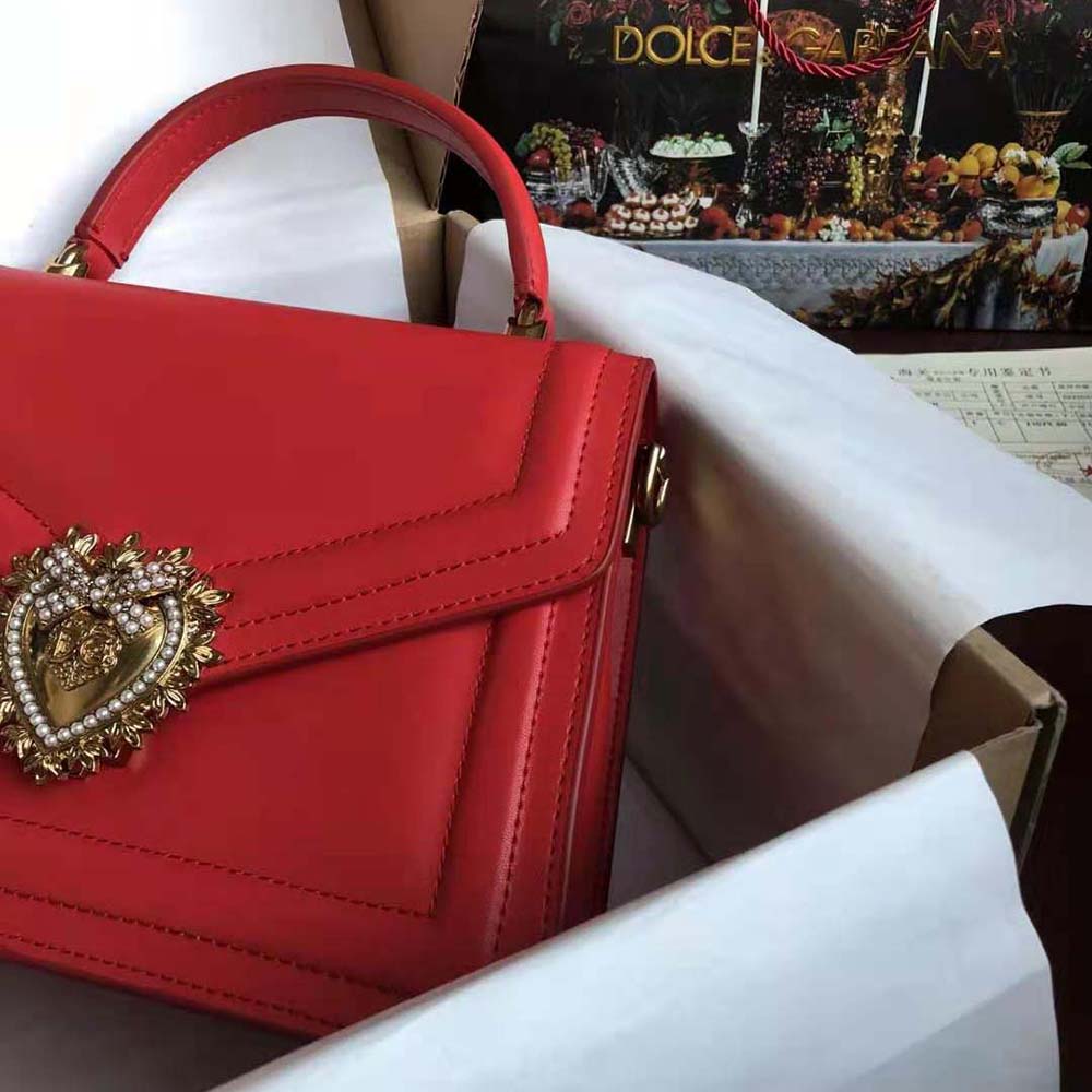 Dolce Gabbana D&G Women Small Smooth Calfskin Devotion Bag-Red - image 7