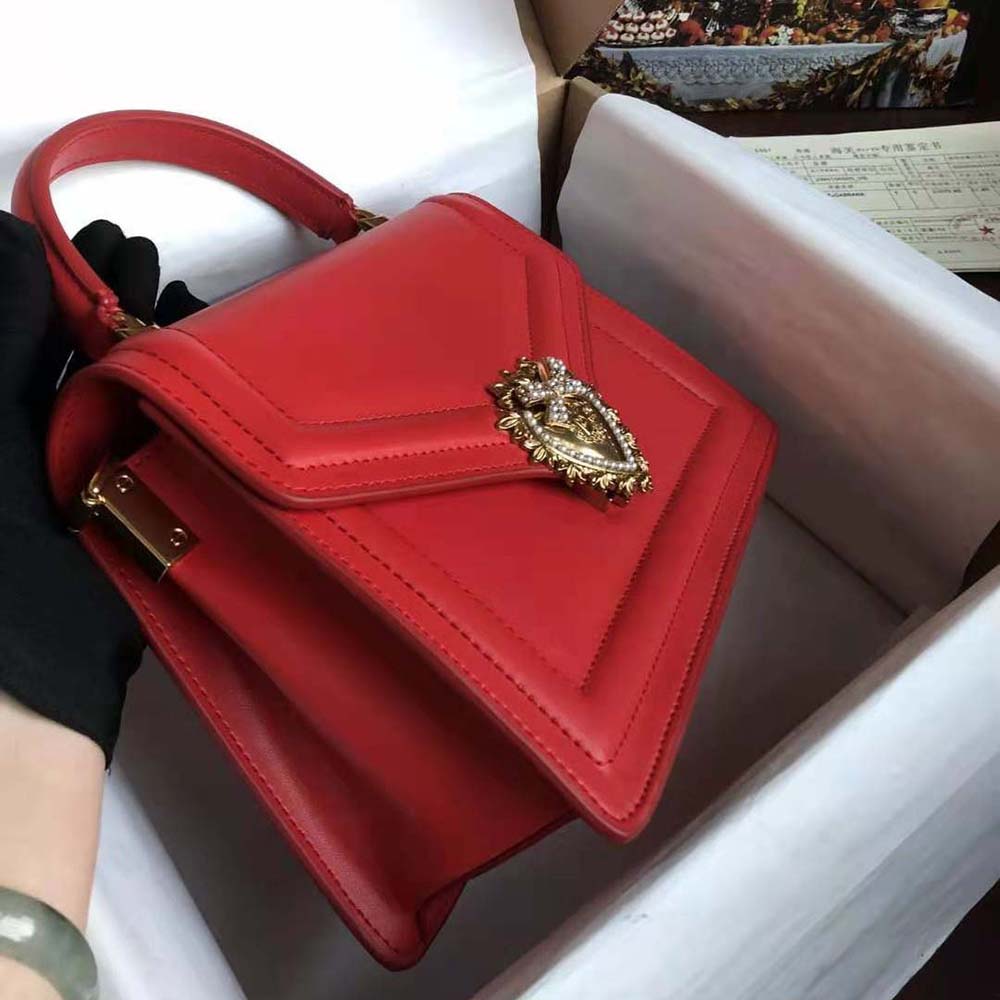 Dolce Gabbana D&G Women Small Smooth Calfskin Devotion Bag-Red - image 4
