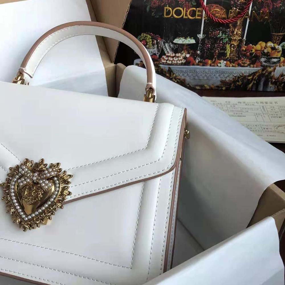 Dolce Gabbana D&G Women Small Smooth Calfskin Devotion Bag-White - image 6