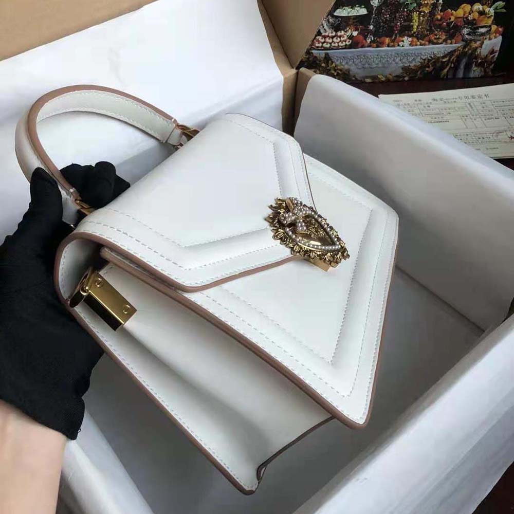 Dolce Gabbana D&G Women Small Smooth Calfskin Devotion Bag-White - image 5