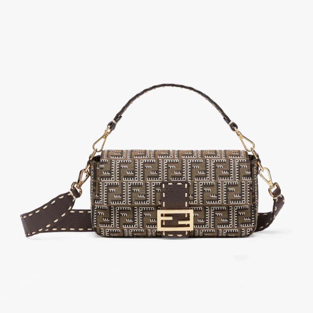 Fendi Women Baguette Embroidered FF Fabric Bag - image 1