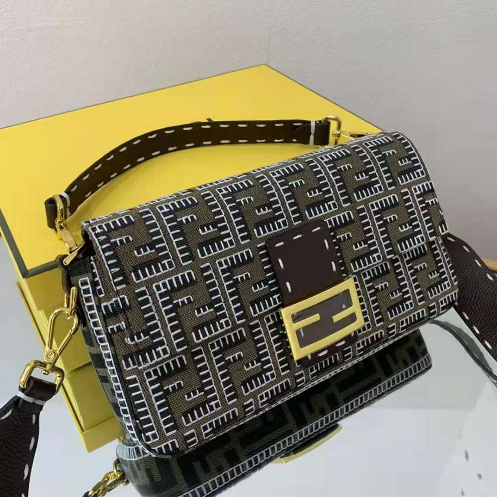 Fendi Women Baguette Embroidered FF Fabric Bag - image 6