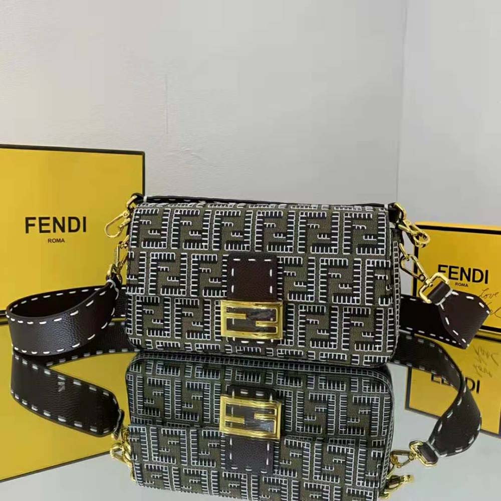 Fendi Women Baguette Embroidered FF Fabric Bag - image 2